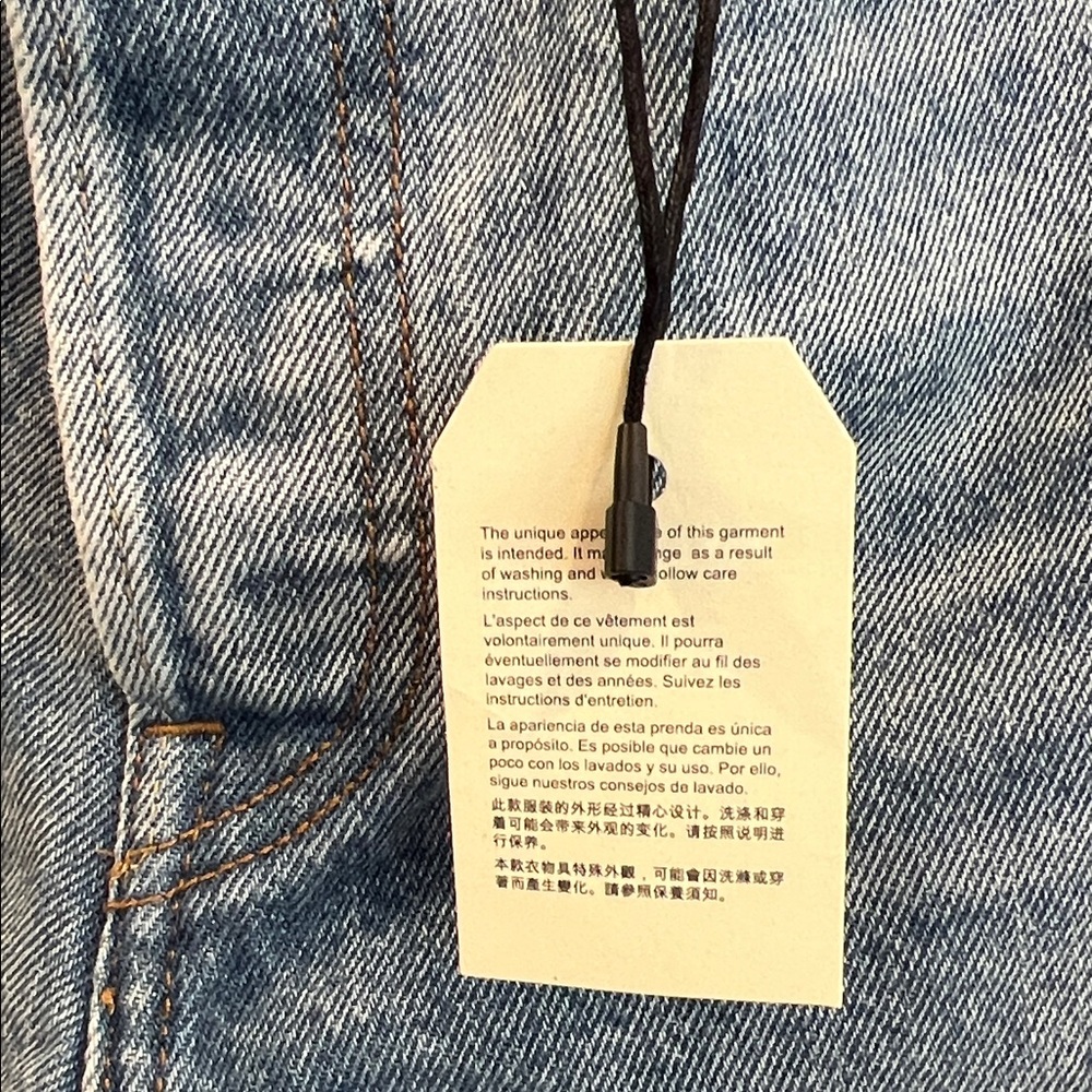 Levi's 501 Spliced Two-Tone Blue Straight Jeans - Picture 7 of 16
